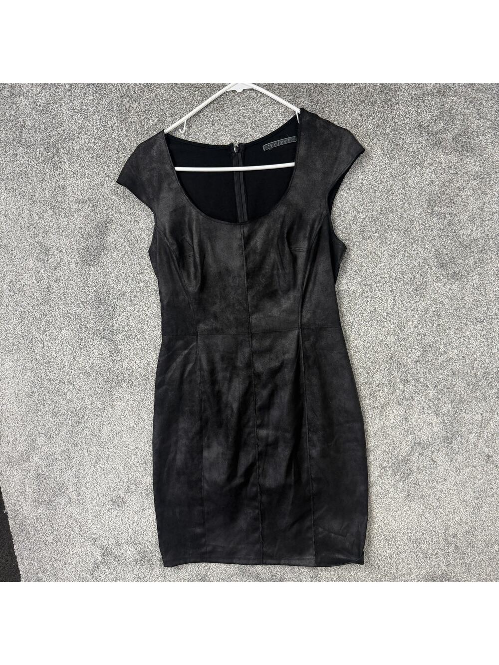Faux Leather Velvet Dress M Black Goth Dark Romantic Edgy Punk Grunge Rocker